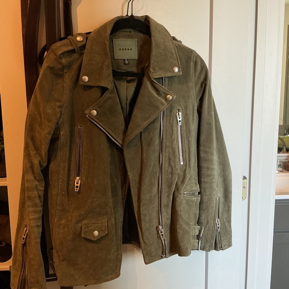Blank NYC Olive Suede Moto Jacket